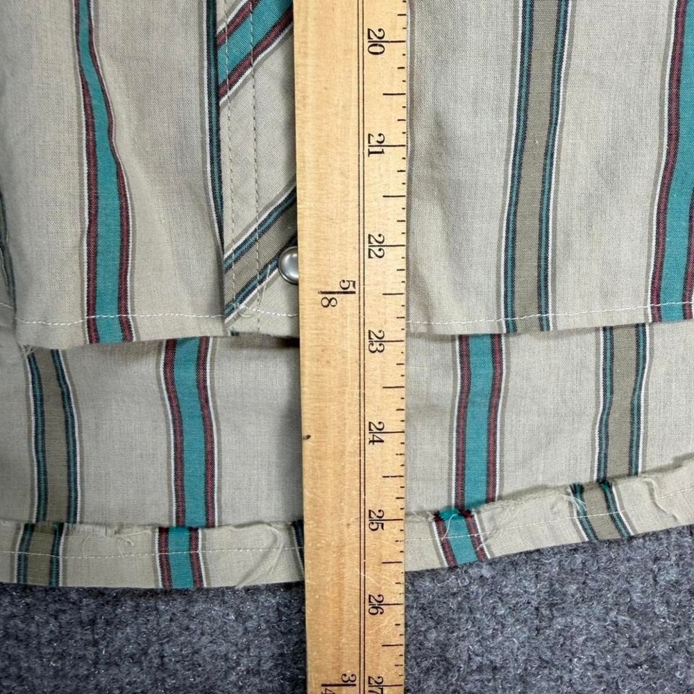 Wrangler Cream Striped Button-Down Shirt with Teal and Brown Stripes - Picture 4 of 6